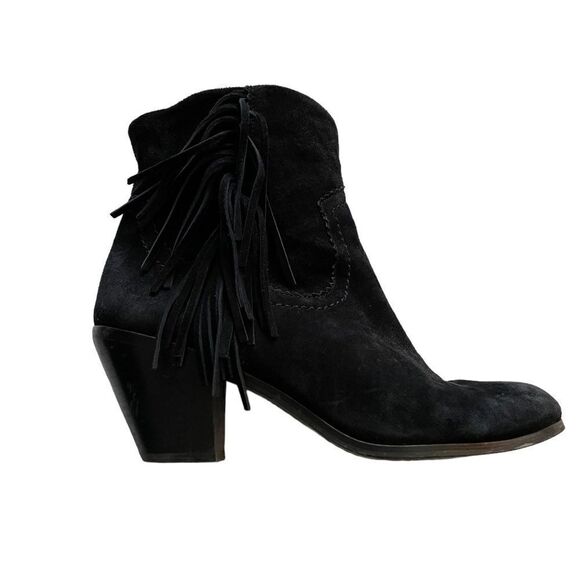 SAM EDELMAN Black Fringe Booties Size 10 - Picture 1 of 13